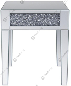 Modern Home <strong>Sofa</strong> <strong>Side</strong> <strong>Table</strong> Crushed Diamond Silver Mirrored End <strong>Table</strong> - Product Image 4