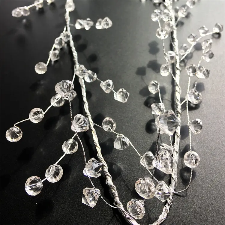 Corda de fio acrílico para decoração, corda de fio frisado transparente cristal guirlanda de cristal decoração de festa de casamento acessórios de decoração