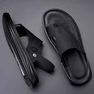 Sandales à lanières en T pour hommes, bout ouvert, dessus en PU, semelle extérieure en caoutchouc antidérapante, chaussures décontractées pour l'extérieur, mode estivale - Product Image 3