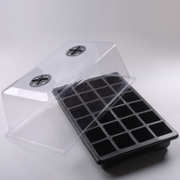 Kit de démarrage de semis 24 cellules avec dôme d'humidification extra haut et plateau de base, station de germination réutilisable pour la propagation en intérieur