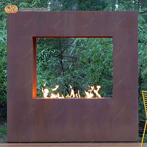 Large 3D Square Corten Steel <b>Gas</b> Fireplace Outdoor Free-Standing Propane <b>Burner</b> for Garden Decoration <b>Portable</b> 45000-49999 BTU - Product Image 5