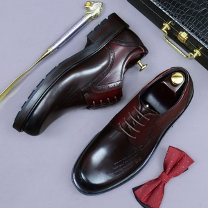 Zapatos de Vestir de Hombre, Nuevos de Otoño, de Cuero Genuino, con Cordones, Antideslizantes, Resistentes, con Parches y Logotipo Grabado, Punta Redonda - Product Image 5