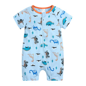 Mono de verano con doble cremallera estampado Ins para niños, <span class=keywords><strong>ropa</strong></span> informal para gatear para recién nacidos, mono informal de manga corta de punto de una pieza - Product Image 4