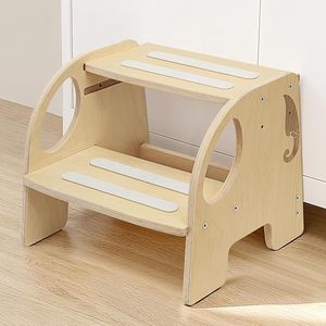 Taburete <span class=keywords><strong>de</strong></span> Madera para Niños, Taburete Infantil con Forma <span class=keywords><strong>de</strong></span> Elefante <span class=keywords><strong>de</strong></span> Dos Peldaños, Taburete para Niños para Baño, Dormitorio, Entrenamiento para Ir al Baño - Product Image 1