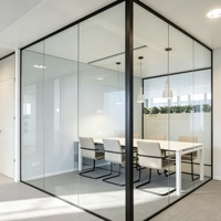Cloison en verre de sécurité trempé Low-E transparent, résistant aux rayures, sur mesure, avec cadre droit/courbé, décoration industrielle moderne