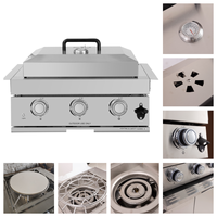 Kit de cuisine extérieure modulaire de luxe en acier inoxydable 304 avec 4 brûleurs à gaz, évier et brûleur latéral, en stock aux États-Unis