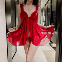 Lingerie érotique Vêtements de nuit sexy pour femmes Chemises de nuit en maille de dentelle avec culotte Pyjamas de tentation Robes de nuit Robe de nuit