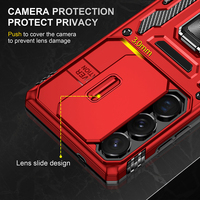 Coques de téléphone portable avec fenêtre coulissante pour appareil photo pour Samsung Galaxy S26 S25 S24 Plus Ultra FE, support béquille, antichoc, coque arrière