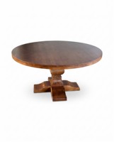 Table de ferme ronde en bois massif de qualité supérieure, table de mariage rustique avec base en piédestal robuste pour la location de meubles événementiels