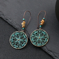Boucles d'oreilles pendantes vintage bohèmes rétro baroques avec feuille de Monstera pour femme