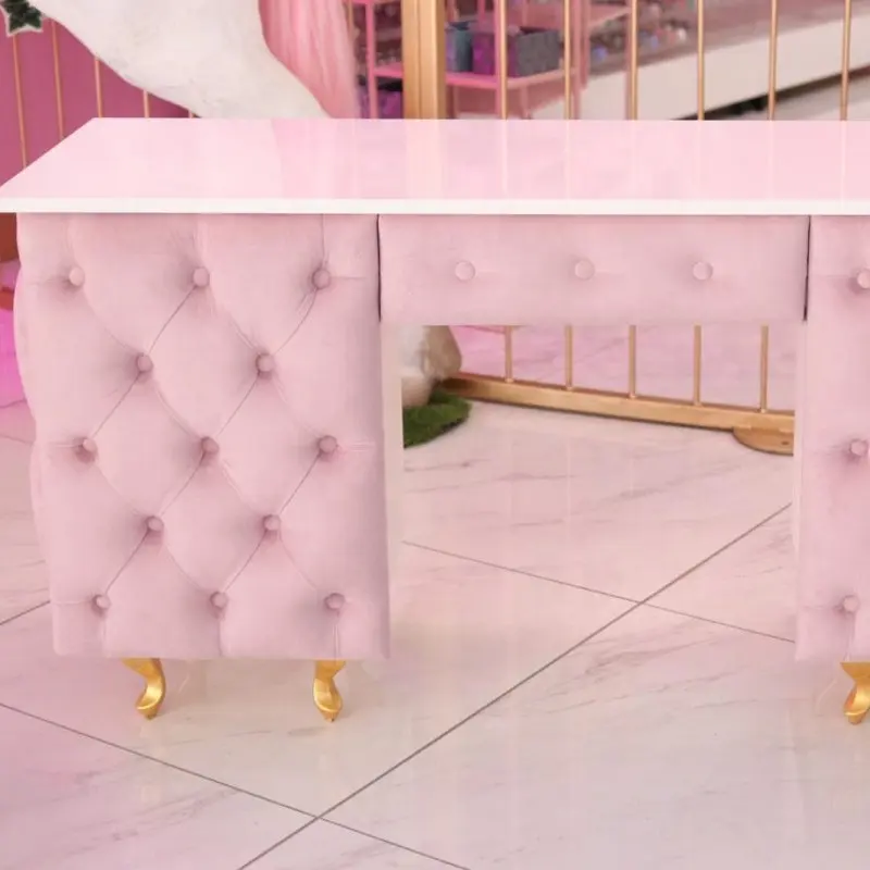 Nuovo design di colore rosa del chiodo e manicure nail tavolo stazione con cassetti di immagazzinaggio