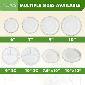 FULING piring Bagasse Restoran sekali pakai, <span class=keywords><strong>100%</strong></span> mudah terurai bebas PFAS 9 inci 3 kompartemen - Product Image 4
