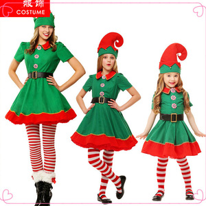 Disfraces de Duendes Navideños, Conjuntos Familiares a Juego, Medias a Rayas Verdes y Rojas, Ropa Festiva para Hombres, Mujeres y Niños - Product Image 3