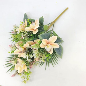 Vendita calda di fiori funebri artificiali Cymbidium orchidea fiori per decorare bara e tombe per commemorare gli antenati - Product Image 3