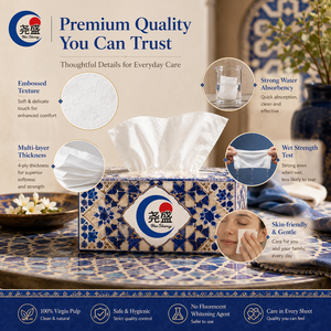 Boîte décorative de mouchoirs en papier 3 plis, style maure nord-africain, géométrique bleu et or, doux, pour la maison, l'hôtel, <span class=keywords><strong>le</strong></span> café - Product Image 2