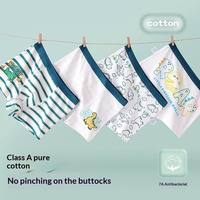 Boxers pour garçons en pur coton de classe 5A, motifs rayés/à carreaux/dinosaures, avec étiquette au col, sans pression sur les fesses
