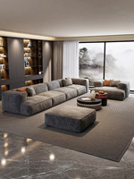Canapé sectionnel minimaliste italien en bois avec dossier souple, inclinable, garantie 10 ans, grande taille pour salon de villa