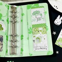 Nueva Agenda con Anillas de Cuero PU A6, Diseño de Trébol de Cuatro Hojas Verde, Libreta de Viaje Portátil para Planificación Diaria