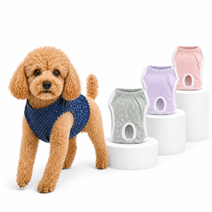 Printed Sleeveless Dog Tank Top dog outfitspet <b>clothes</b> oem pet <b>clothes</b> Soft Breathable Floral Dot Pet Vest With Harness Hole - Product Image 1