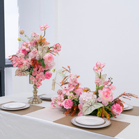 Centre de table floral artificiel moderne, arrangement en vase métallique électroplaqué long pour mariage de luxe, banquet, séance photo