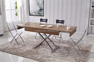 Hot Sale Dining Room Furniture Fold Wooden <b>Table</b> Chrome <b>Legs</b> Multifunction Folding Smart B2086 Fold up Dining Room <b>Tables</b> B2086 - Product Image 2