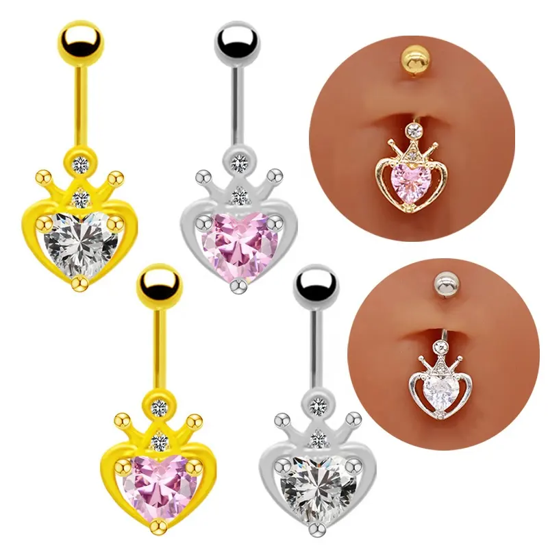 Gaby wholesale surgical steel hollywood heart belly button ring dance earring piercing jewelry