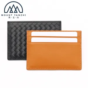 Wholesale Minimalist Gift Small Quantity Custom Logo Simple Genuine Leather Credit Card Holder Wallet