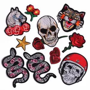 Parche bordado con lentejuelas, parche de Calavera, cereza, lazo, insignia para ropa, venta al por mayor