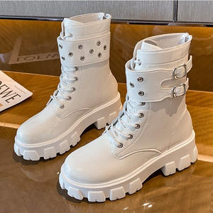 Botas de cuero con cordones estilo 2026 - Botas de cuero de suela gruesa y altura corta con estilo inglés hasta la pantorrilla - Product Image 2