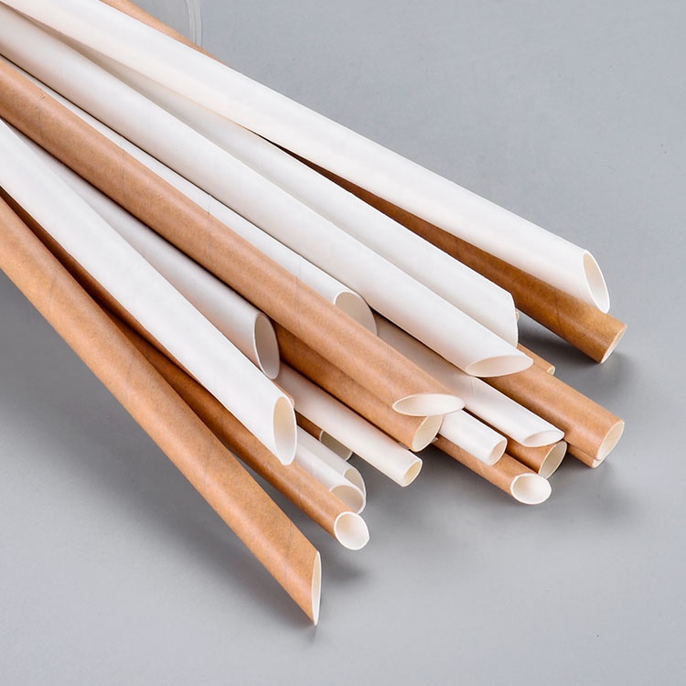 Biodegradable Craft Paper Drinking Straw Individually Wrapped Bubble Tea Paper Straws White Brown Customize Printed Paper Straws