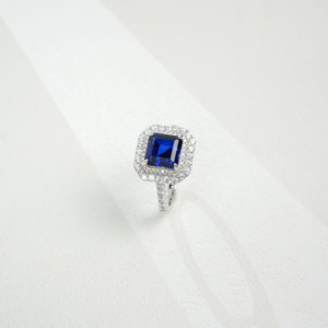 925 <b>silver</b> <b>emerald</b> cut sapphire <b>ring</b>, double layered inlaid women's <b>ring</b> - Product Image 4