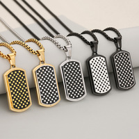 Kalung Rantai Baja Anti Karat Motif Kotak-kotak Vintage Grosir untuk Pria, Liontin Hip Hop, Hadiah Perhiasan