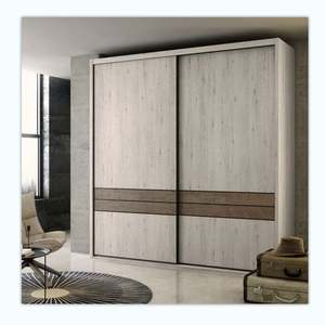 Armoire moderne de style européen en contreplaqué avec finition laquée, 2 portes coulissantes en verre et étagères pour la chambre à coucher - Product Image 6