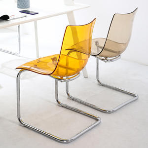 Modern Minimalist Transparent Chair Designer Aklitoas Dining Chair Home Use Trendy Creative <b>Backrest</b> Living Room - Product Image 4