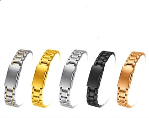 Bracelet de montre de vente d'usine 14 <span class=keywords><strong>16</strong></span> 18 20 22 24 26mm coude à arc plat classique cinq perles bracelet de montre en acier inoxydable - Product Image 1