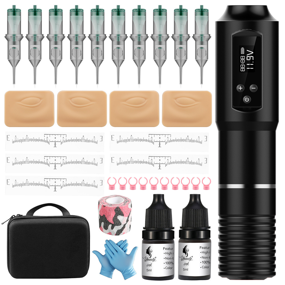 Ensemble de tatouage pour sourcils [cercle argenté noir]