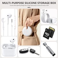 Organisateur de casque en silicone rond étui de rangement pour câble de données Mini boîte à clés sac de rangement pour casque filaire Portable