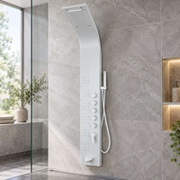 EC-1020 Panneau de douche mural de haute qualité en acier inoxydable poli moderne avec robinets doseurs à noyau en céramique et jets de massage pluie