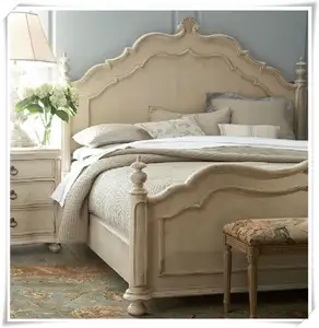 Cama de matrimonio de estilo americano, de lujo, de madera maciza