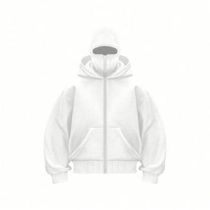 Autumn Winter Double Hat DIY Ins Hooded Zipper Sweatshirt <b>Jacket</b> for Men Women - Product Image 6