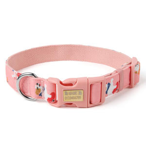 New Arrival Fabric <b>Dog</b> Collar Anti Escape Printed Design Engravable Pet Collar <b>Leash</b> For Small Medium <b>Dogs</b> - Product Image 1