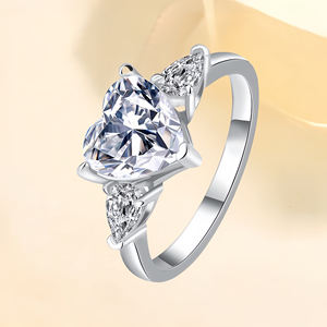 Edler Schmuck S925 Sterling Silber 1 Karat herzförmiger Moissan ite Ring für Frauen Finger Versprechen 925 Silber Moissan ite Ringe - Product Image 2