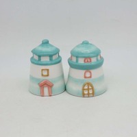 Ensembles de salière et poivrière en céramique phare de voilier bocaux de sel allant au lave-vaisselle pour décor de cuisine et de restaurant