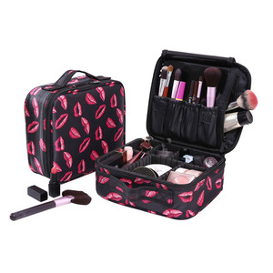 <b>Toiletry</b> <b>Bag</b> Cosmetic Pouch Black Travel Organizer Women Small Travel Professional Beauty <b>Bags</b> Case Set Custom Print Logo - Product Image 1