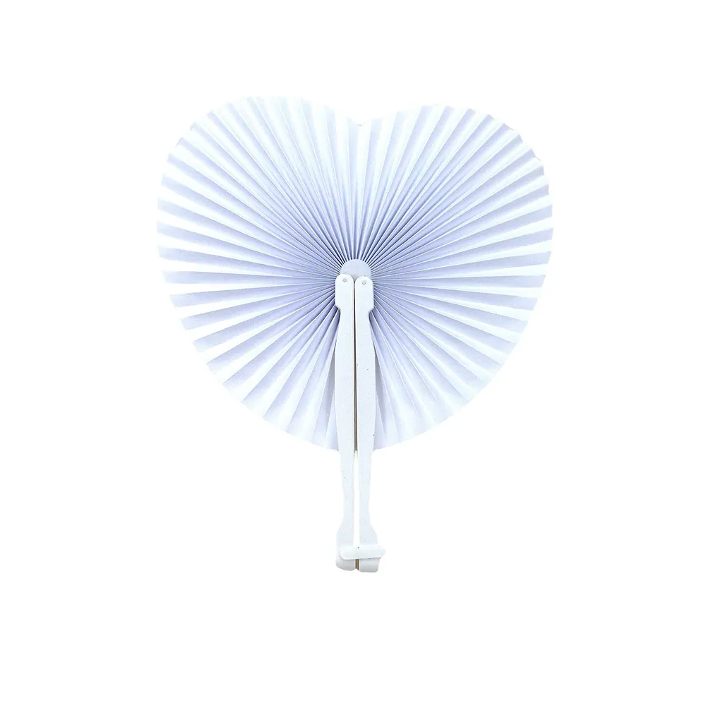 AI-MICH Pafu Hochzeit Valentine Party Favor White Heart Shaped Runde Papier Handheld Fans Blank DIY Malerei Hochzeit Hand Fans