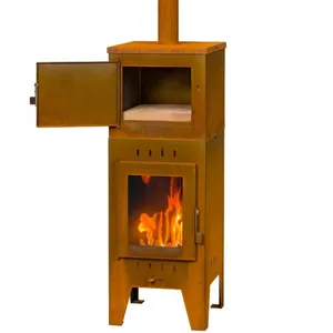 Outdoor Wood Burning Fireplace Backyard Chimeneas Free Standing BBQ Grill Stove With Pizza Oven