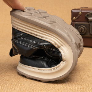 Mocassins pour hommes en cuir véritable, bout rond, à enfiler, semelle extérieure en caoutchouc souple, chaussures décontractées de printemps - Product Image 3