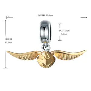 925 silver harry potters charms golden snitch sterling silver beads for bracelet making