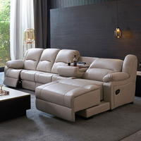 Canapé d'angle électrique moderne en cuir deux places, inclinable, intelligent, en forme de L, extensible, avec télécommande, pour home cinéma, multifonctionnel