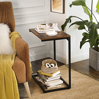 Table d'appoint industrielle en bois avec rangement pour chambre et salon